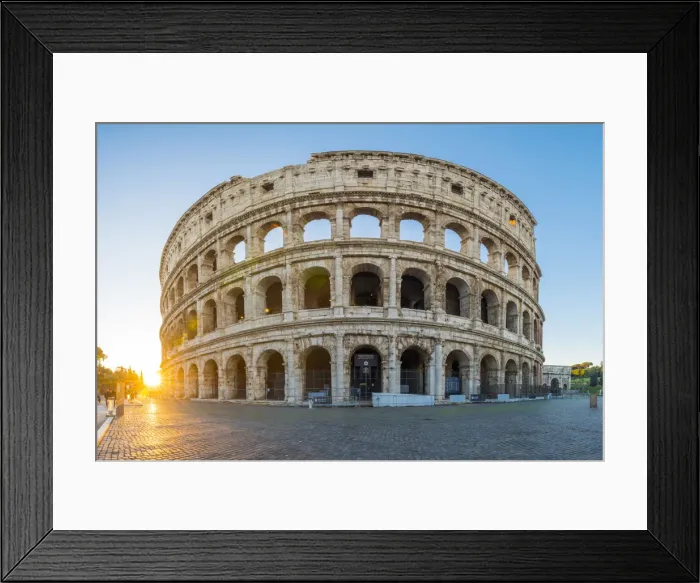 Framed Print : Rome, Lazio, Italy. Panoramic view of the Colosseum at sunrise Framed Print : Rome, Lazio, Italy. Panoramic view of the Colosseum at sunrise