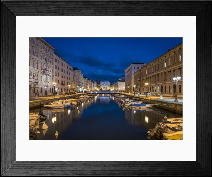 Framed Print : europe, Italy, Friuli-Venezia-Giulia. The canal Grande of Trieste at night Framed Print : europe, Italy, Friuli-Venezia-Giulia. The canal Grande of Trieste at night