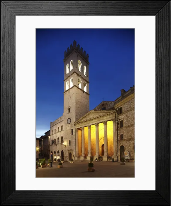 Framed Print : Piazza del Comune at Night, Assisi, Umbria, Italy Framed Print : Piazza del Comune at Night, Assisi, Umbria, Italy