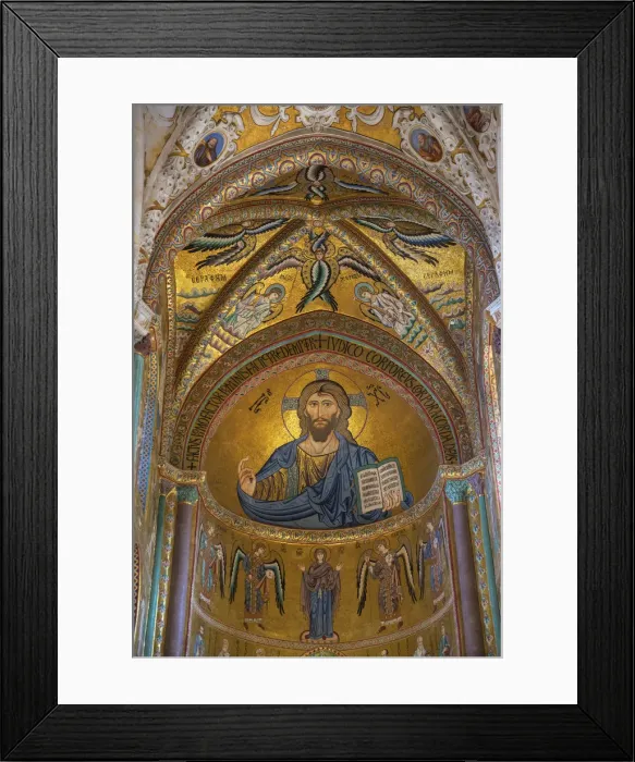 Framed Print : Christ Pantocrator mosaic inside Cathedral San Salvatore, Cefalu, Sicily, Italy, Europe Framed Print : Christ Pantocrator mosaic inside Cathedral San Salvatore, Cefalu, Sicily, Italy, Europe