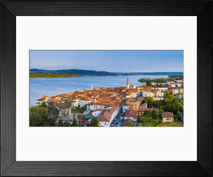 Framed Print : Arona, Lake Maggiore, Verbania, Piedmont, Italy. View over the town Framed Print : Arona, Lake Maggiore, Verbania, Piedmont, Italy. View over the town