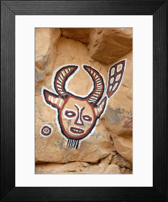 Framed Print : A decorated escarpment at the Dogon village of Songho Framed Print : A decorated escarpment at the Dogon village of Songho