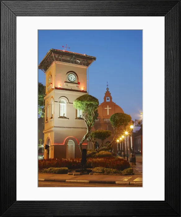 Framed Print : Clock tower and Christ Church, Melaka, Malaysia Framed Print : Clock tower and Christ Church, Melaka, Malaysia