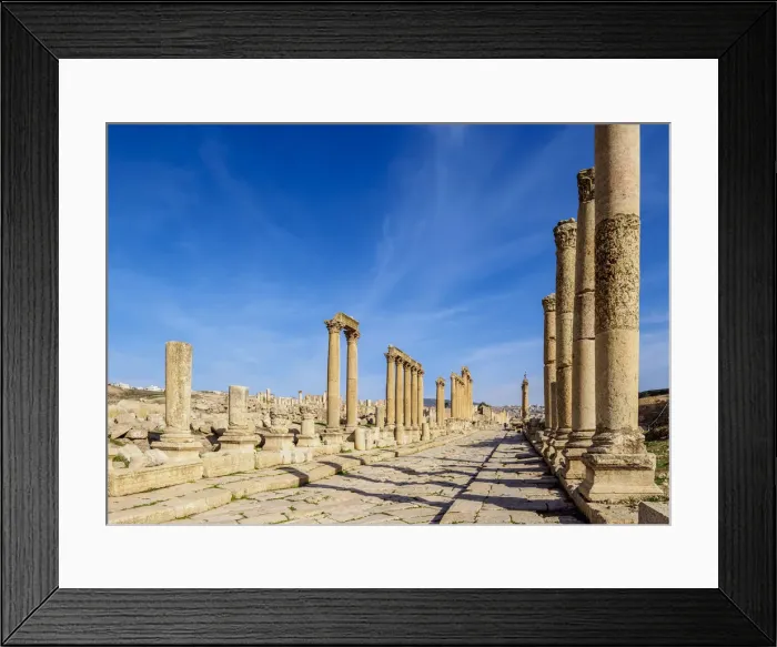Framed Print : Colonnaded Street or Cardo, Jerash, Jerash Governorate, Jordan Framed Print : Colonnaded Street or Cardo, Jerash, Jerash Governorate, Jordan