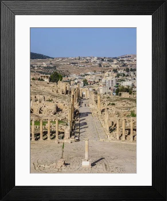 Framed Print : Oval Plaza, elevated view, Jerash, Jerash Governorate, Jordan