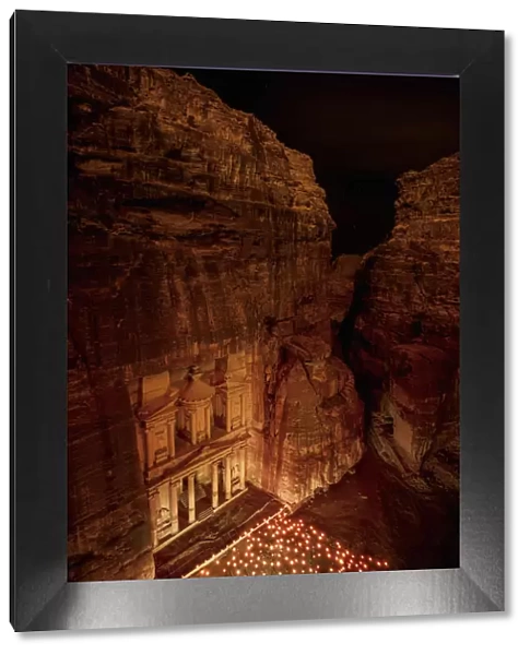 The Treasury, Al-Khazneh at night, elevated view, Petra, Ma an Governorate, Jordan