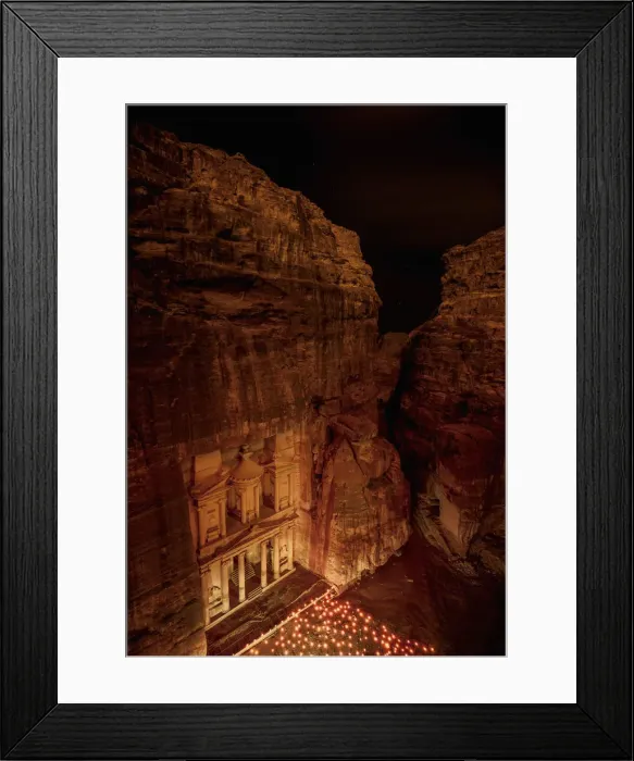 Framed Print : The Treasury, Al-Khazneh at night, elevated view, Petra, Ma an Governorate, Jordan Framed Print : The Treasury, Al-Khazneh at night, elevated view, Petra, Ma an Governorate, Jordan