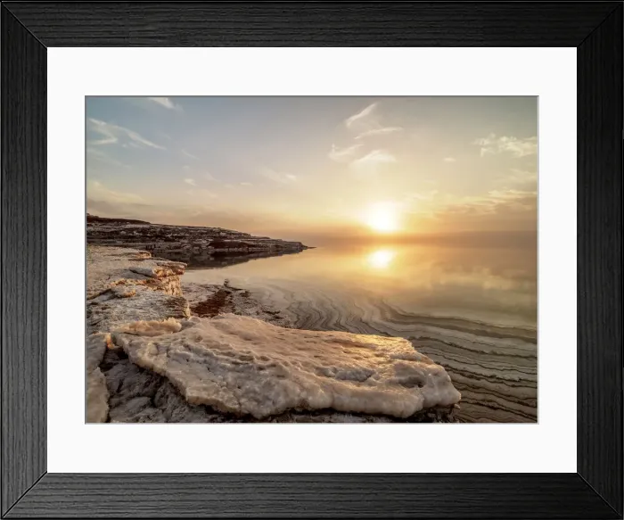 Framed Print : Salt Formations on the shore of the Dead Sea at sunset, Karak Governorate, Jordan Framed Print : Salt Formations on the shore of the Dead Sea at sunset, Karak Governorate, Jordan
