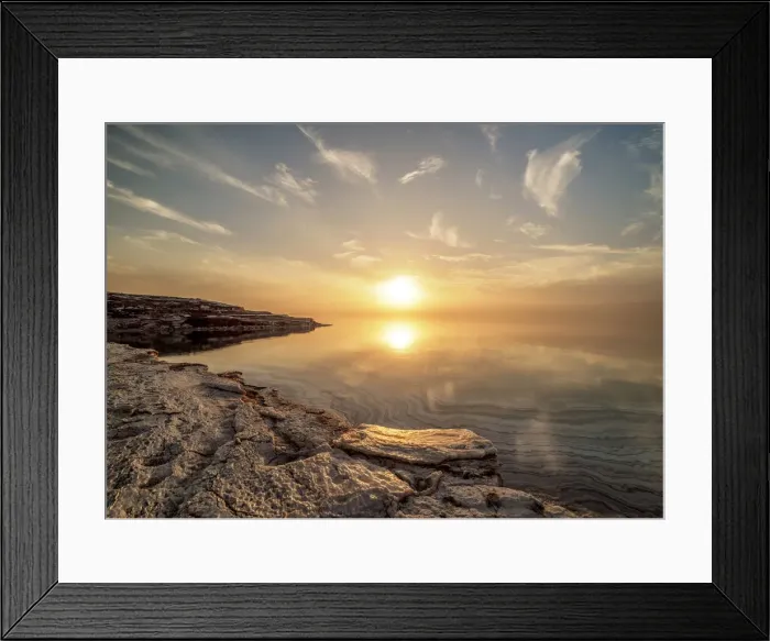 Framed Print : Salt Formations on the shore of the Dead Sea at sunset, Karak Governorate, Jordan Framed Print : Salt Formations on the shore of the Dead Sea at sunset, Karak Governorate, Jordan