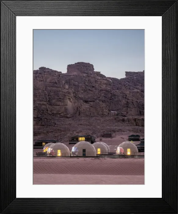 Framed Print : Sun City Camp at dusk, Wadi Rum, Aqaba Governorate, Jordan Framed Print : Sun City Camp at dusk, Wadi Rum, Aqaba Governorate, Jordan