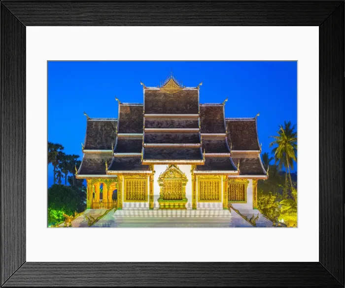 Framed Print : Haw Pha Bang temple on the grounds of the Royal Palace Museum in Luang Prabang at night Framed Print : Haw Pha Bang temple on the grounds of the Royal Palace Museum in Luang Prabang at night