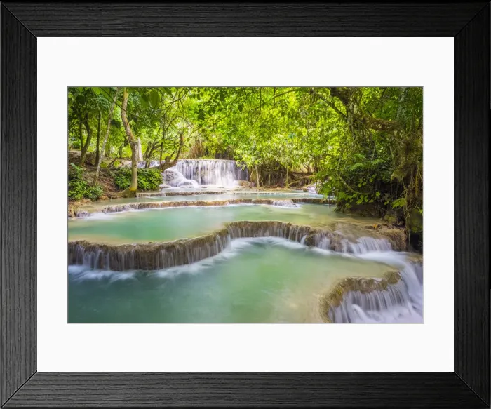Framed Print : Kuang Si Falls (Tat Kuang Si) Waterfall, Louangphabang Province, Laos (MR) Framed Print : Kuang Si Falls (Tat Kuang Si) Waterfall, Louangphabang Province, Laos (MR)