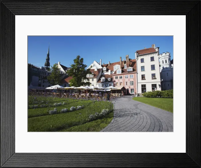 Framed Print : Outdoor cafes in Livu Laukums, Riga, Latvia