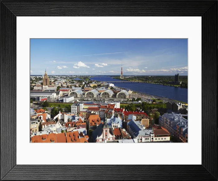 Framed Print : View of Old Town with Daugava River, Riga, Latvia Framed Print : View of Old Town with Daugava River, Riga, Latvia