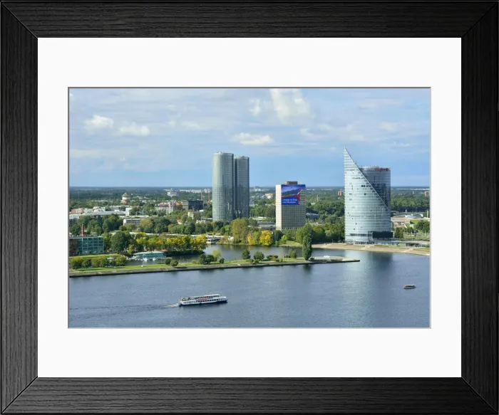 Framed Print : Modern buildings near the Daugava river. Riga, Latvia