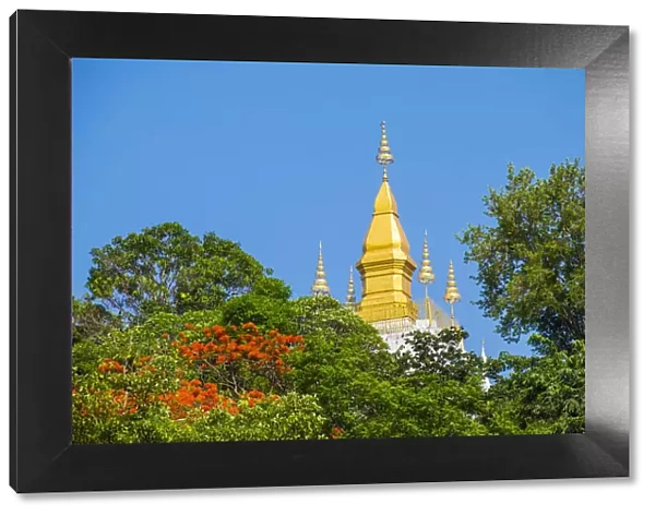 Golden stupa atop Mount Phousi (Mount Phu Si), Luang Prabang, Louangphabang Province