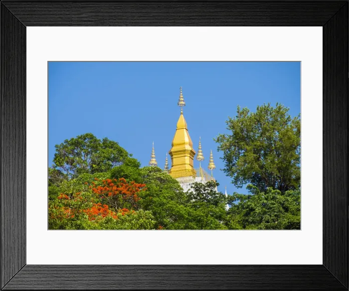 Framed Print : Golden stupa atop Mount Phousi (Mount Phu Si), Luang Prabang, Louangphabang Province