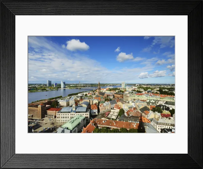 Framed Print : The Old Town, a Unesco World Heritage Site, and the Daugava river. Riga, Latvia