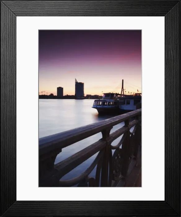 Framed Print : Tourist boats on Daugava River with Swedbank in background, Riga, Latvia Framed Print : Tourist boats on Daugava River with Swedbank in background, Riga, Latvia