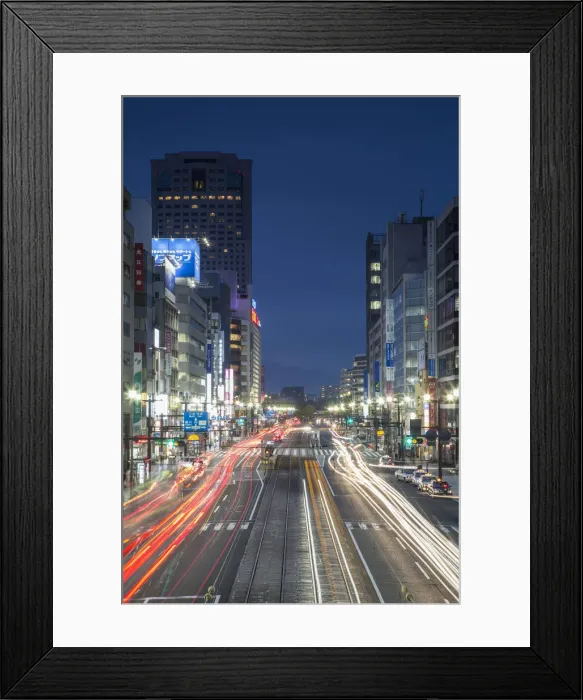 Framed Print : Downtown street at dusk, Hiroshima, Hiroshima Prefecture, Japan Framed Print : Downtown street at dusk, Hiroshima, Hiroshima Prefecture, Japan