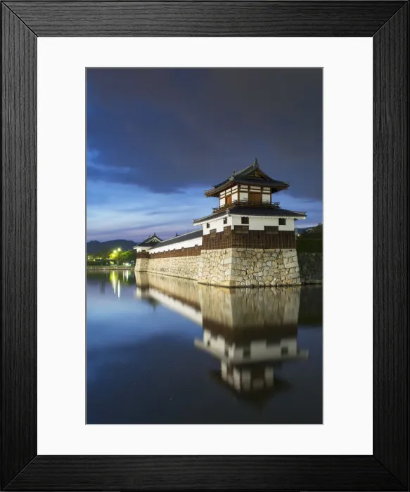 Framed Print : Tower and moat of Hiroshima castle at dusk, Hiroshima, Hiroshima Prefecture, Japan Framed Print : Tower and moat of Hiroshima castle at dusk, Hiroshima, Hiroshima Prefecture, Japan