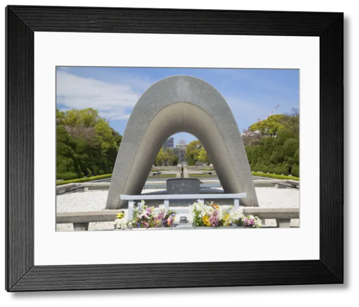 Framed Print : Cenotaph and Atomic Bomb Dome in Peace Memorial Park, Hiroshima, Hiroshima Prefecture Framed Print : Cenotaph and Atomic Bomb Dome in Peace Memorial Park, Hiroshima, Hiroshima Prefecture