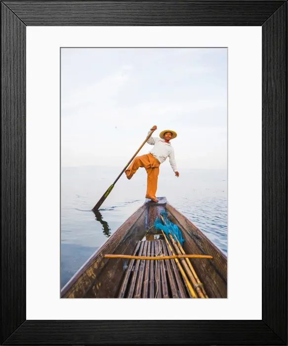 Framed Print : Inle lake, Nyaungshwe township, Taunggyi district, Myanmar (Burma). Local fisherman