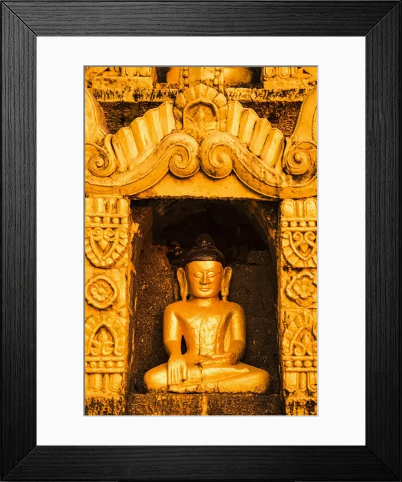 Framed Print : Mrauk-U, Rakhine state, Myanmar. Detail of a small Buddha statue in a stupa Framed Print : Mrauk-U, Rakhine state, Myanmar. Detail of a small Buddha statue in a stupa