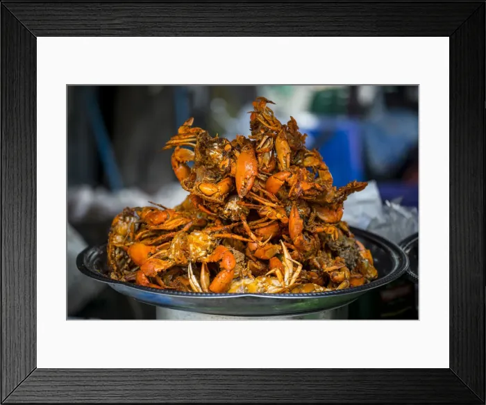Framed Print : Amarapura, Mandalay region, Myanmar. Plate of cooked crabs Framed Print : Amarapura, Mandalay region, Myanmar. Plate of cooked crabs