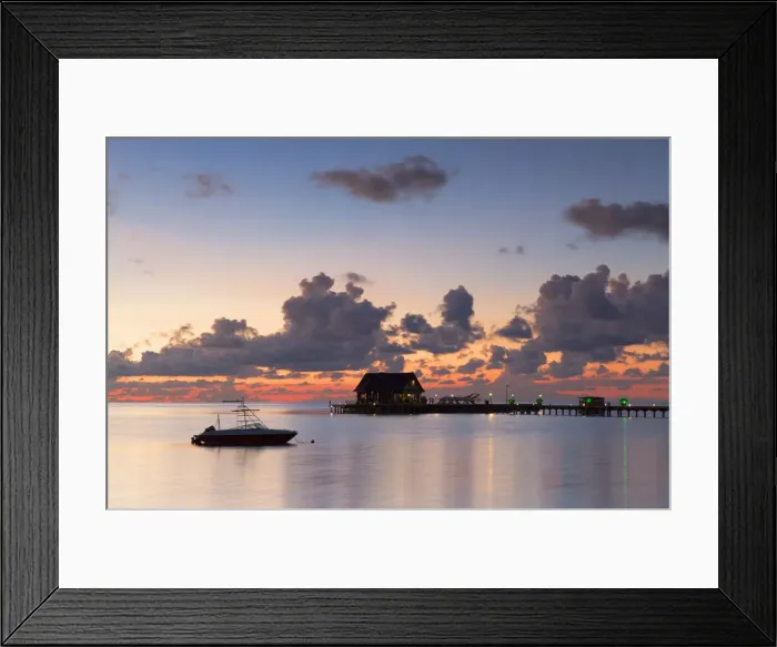 Framed Print : Pier at Olhuveli Beach and Spa Resort at sunset, South Male Atoll, Kaafu Atoll, Maldives Framed Print : Pier at Olhuveli Beach and Spa Resort at sunset, South Male Atoll, Kaafu Atoll, Maldives