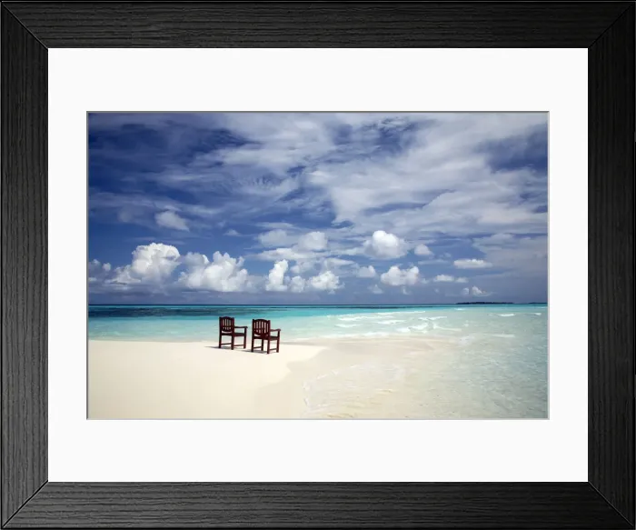 Framed Print : Two Chairs on Beach, Kuredu, Maldives Framed Print : Two Chairs on Beach, Kuredu, Maldives