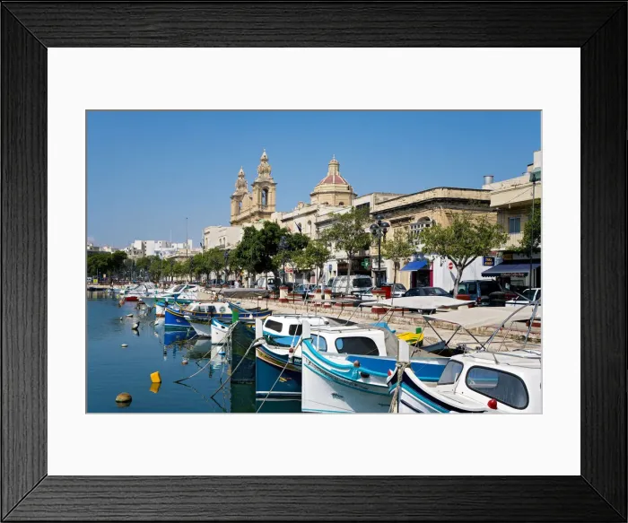 Framed Print : Harbour, St. Joseph Church, Msida, Malta Framed Print : Harbour, St. Joseph Church, Msida, Malta