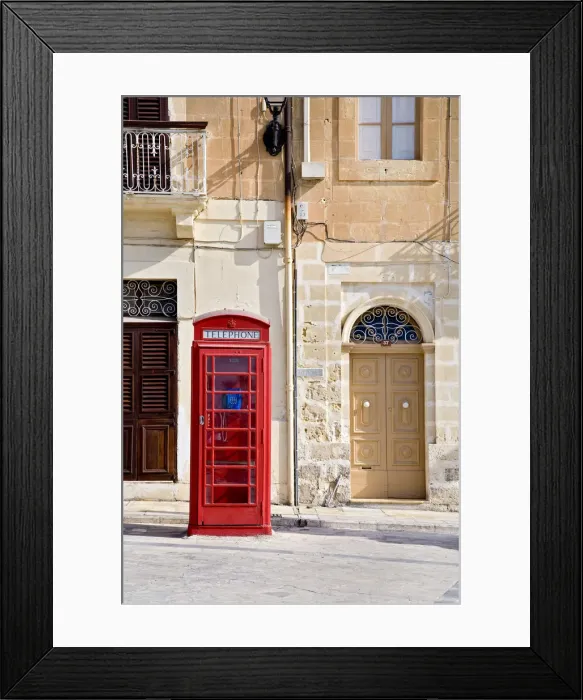 Framed Print : Telephone box, Marsaxlokk, Malta Framed Print : Telephone box, Marsaxlokk, Malta