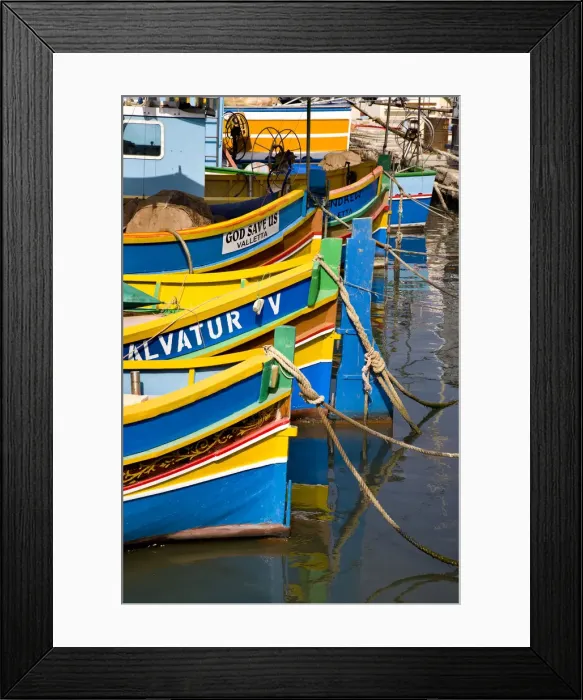Framed Print : Traditional fishing boats, Marsaxlokk, Malta Framed Print : Traditional fishing boats, Marsaxlokk, Malta