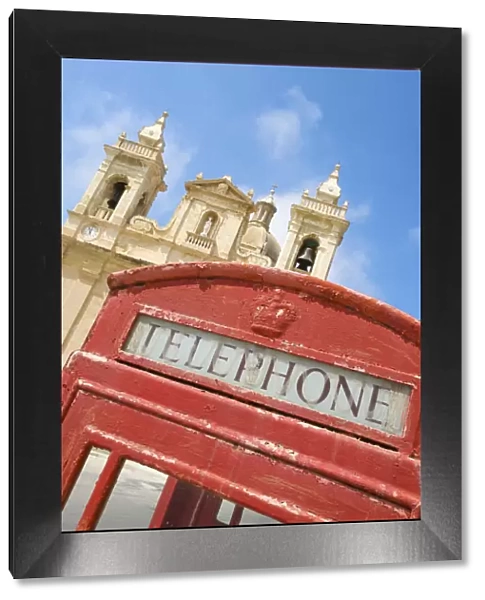 Cathedral and Telephone box in Zebbug, Malta