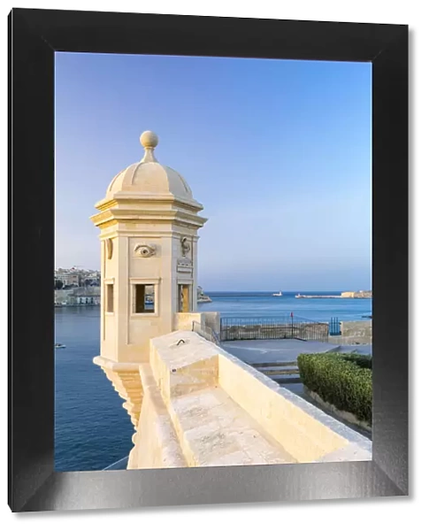 Malta, South Eastern Region, Valletta. A Vedette, or Watchtower in Gardjola Gardens