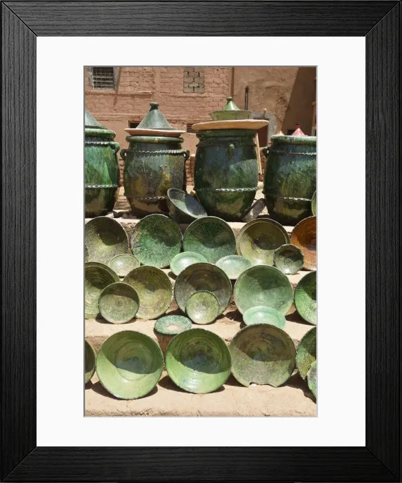 Framed Print : Traditional green pottery from Tamegroute, Zagora region. Morocco Framed Print : Traditional green pottery from Tamegroute, Zagora region. Morocco