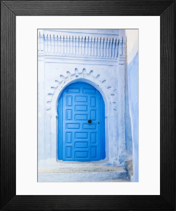 Framed Print : Blue-washed streets and doors of Chefchaouen, Morocco Framed Print : Blue-washed streets and doors of Chefchaouen, Morocco