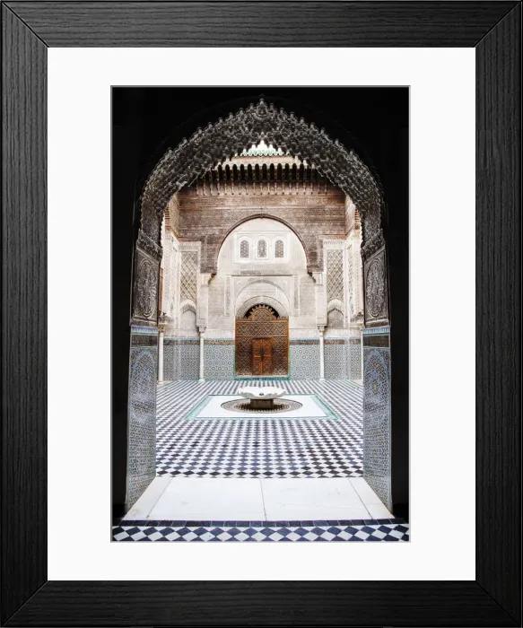 Framed Print : Courtyard of the medieval Muslim college, the Attarine Medersa, founded in 1325, Fes Framed Print : Courtyard of the medieval Muslim college, the Attarine Medersa, founded in 1325, Fes