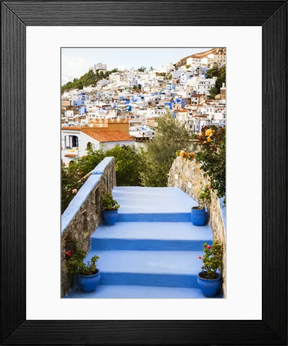 Framed Print : Blue-washed streets of Chefchaouen, Morocco Framed Print : Blue-washed streets of Chefchaouen, Morocco