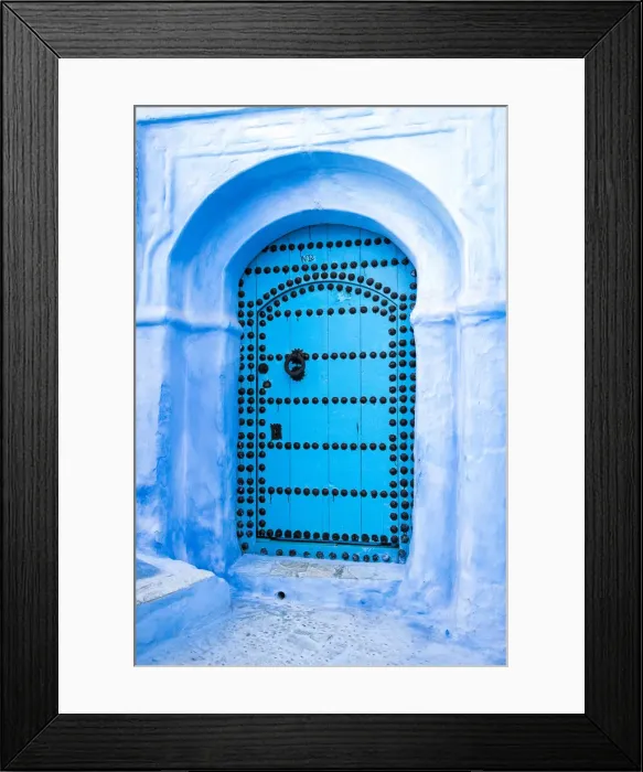 Framed Print : Blue-washed streets and doors of Chefchaouen, Morocco Framed Print : Blue-washed streets and doors of Chefchaouen, Morocco