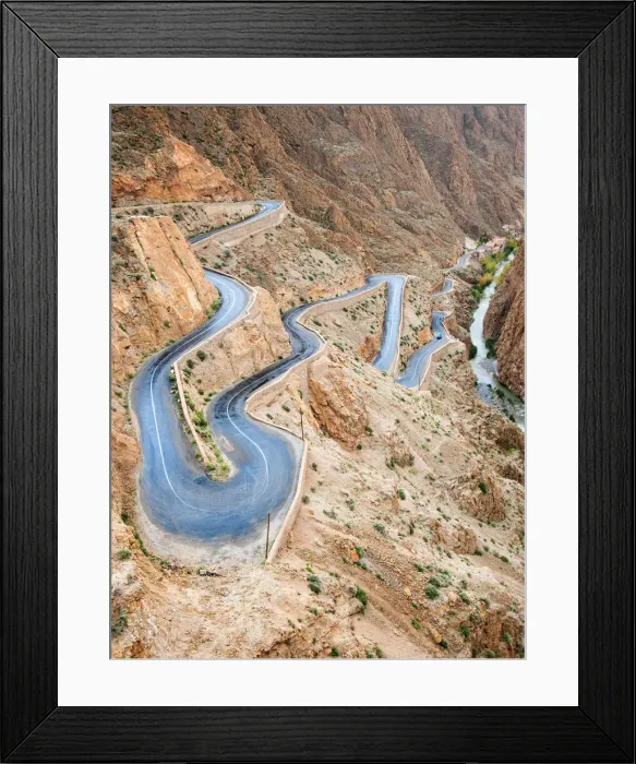 Framed Print : Hairpin bends of the road in Dades Gorge, Dades Valley, Morocco Framed Print : Hairpin bends of the road in Dades Gorge, Dades Valley, Morocco