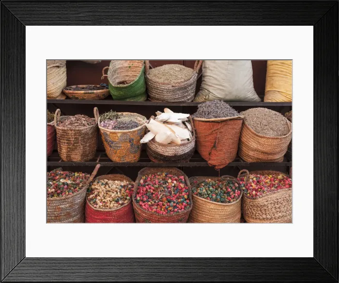 Framed Print : Marrakech, Morocco. Spices on sale in the suk Framed Print : Marrakech, Morocco. Spices on sale in the suk