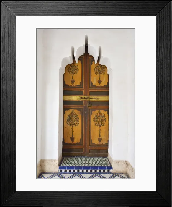 Framed Print : Traditional door. The Bahia Palace was built in the late 19th century and it was Framed Print : Traditional door. The Bahia Palace was built in the late 19th century and it was