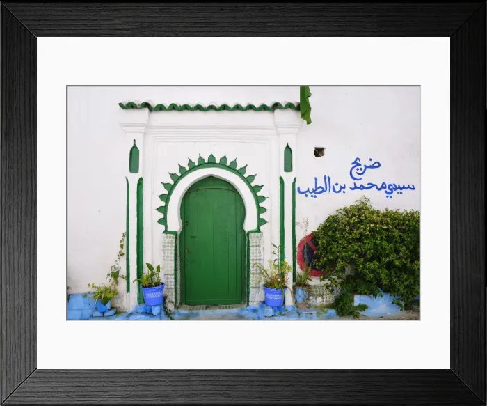 Framed Print : Green door and flowers of the Tanger medina. Morocco Framed Print : Green door and flowers of the Tanger medina. Morocco