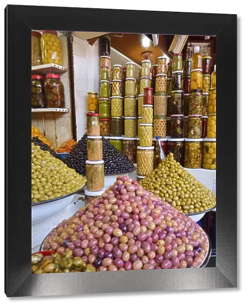 Olives for sale at the souk. Marrakech, Morocco