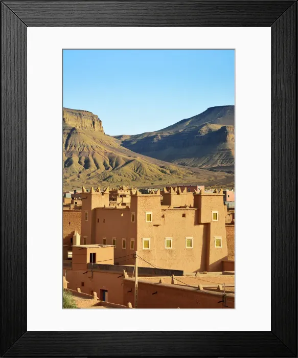 Framed Print : Djebel Saghro mountains and the kasbahs of Nkob. Morocco