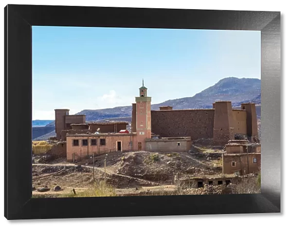 Morocco, Sous-Massa-Draa, Ouarzazate Province. Kasbah and mosque in Ighrem N Ougdal