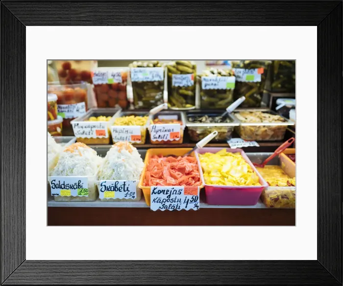 Framed Print : Local delicacies for sale, Riga Central Market, Riga, Latvia, Baltic States, Europe