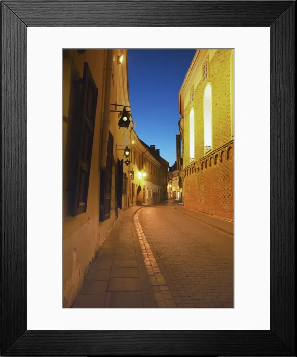 Framed Print : Lithuania, Vilnius, Stikliu Gatve At Dusk Framed Print : Lithuania, Vilnius, Stikliu Gatve At Dusk